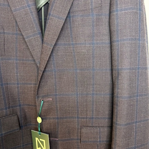 🔥 NWT Ted Baker London Men’s Blazer – Plum Check Windowpane – Size 38R - Picture 7 of 11